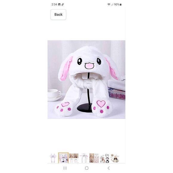 New Girls Easter Bunny Rabbit Hat Ears Move Pink White CUTE NWT - Picture 2 of 10